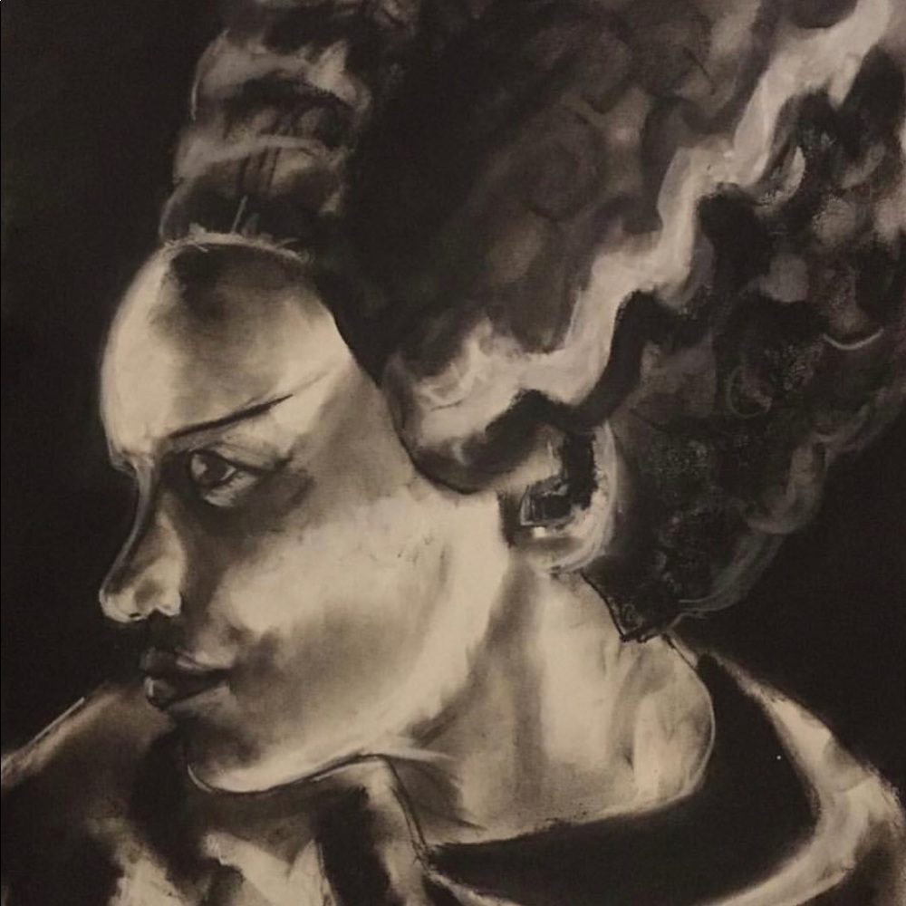 Original charcoal drawing “The Bride”